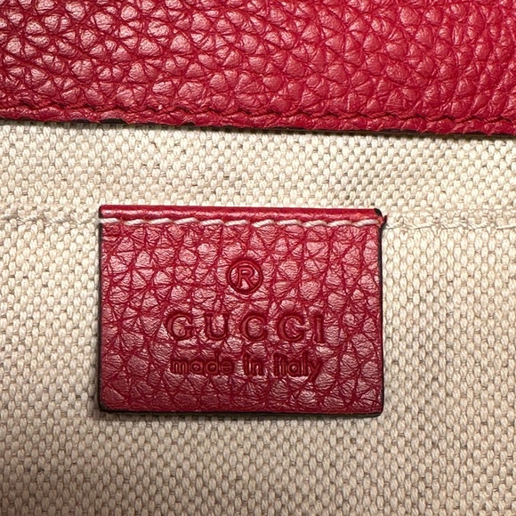 Gucci Calfskin GG Marmont Crossbody Bag with Gold Accents Volcanic Red - Picture 13 of 16